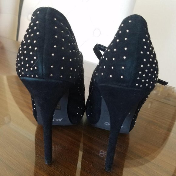 Aldo Black Suede Studded Heels - Picture 4 of 5